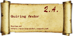 Quiring Andor névjegykártya